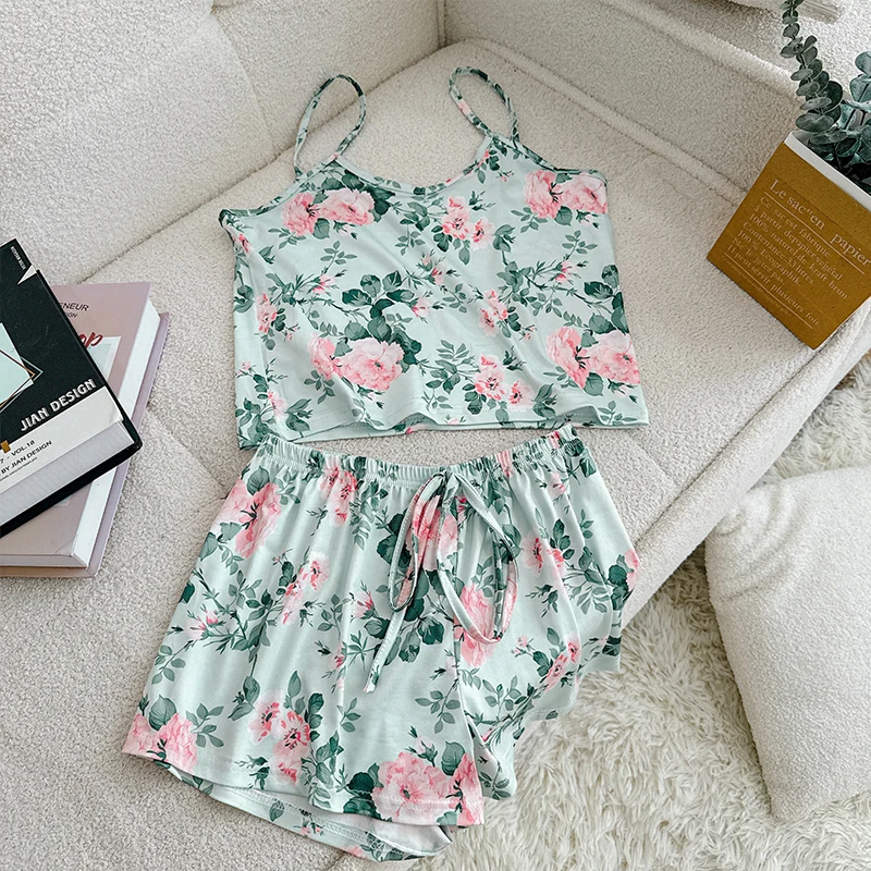 2PCS Sexy Print Pajama Set Sleeveless Crop Top and Shorts Soft Comfy Sleepwear Loungewear for Summer Nightwear Camisole Vest
2PCS Sexy Print Pajama Set Sleeveless Crop Top and Shorts Soft Comfy Sleepwear Loungewear for Summer Nightwear Camisole Vest