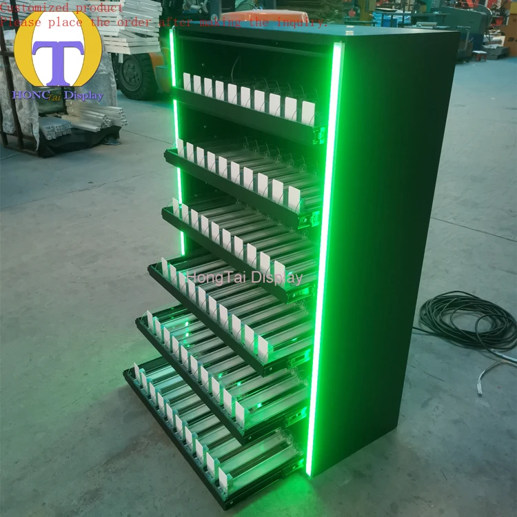 Custom.New Design Cigarette Fixtures High Quality Iron Rack With Flip Door Colorful Led Lighting Metal Display Showcase
Custom.New Design Cigarette Fixtures High Quality Iron Rack With Flip Door Colorful Led Lighting Metal Display Showcase