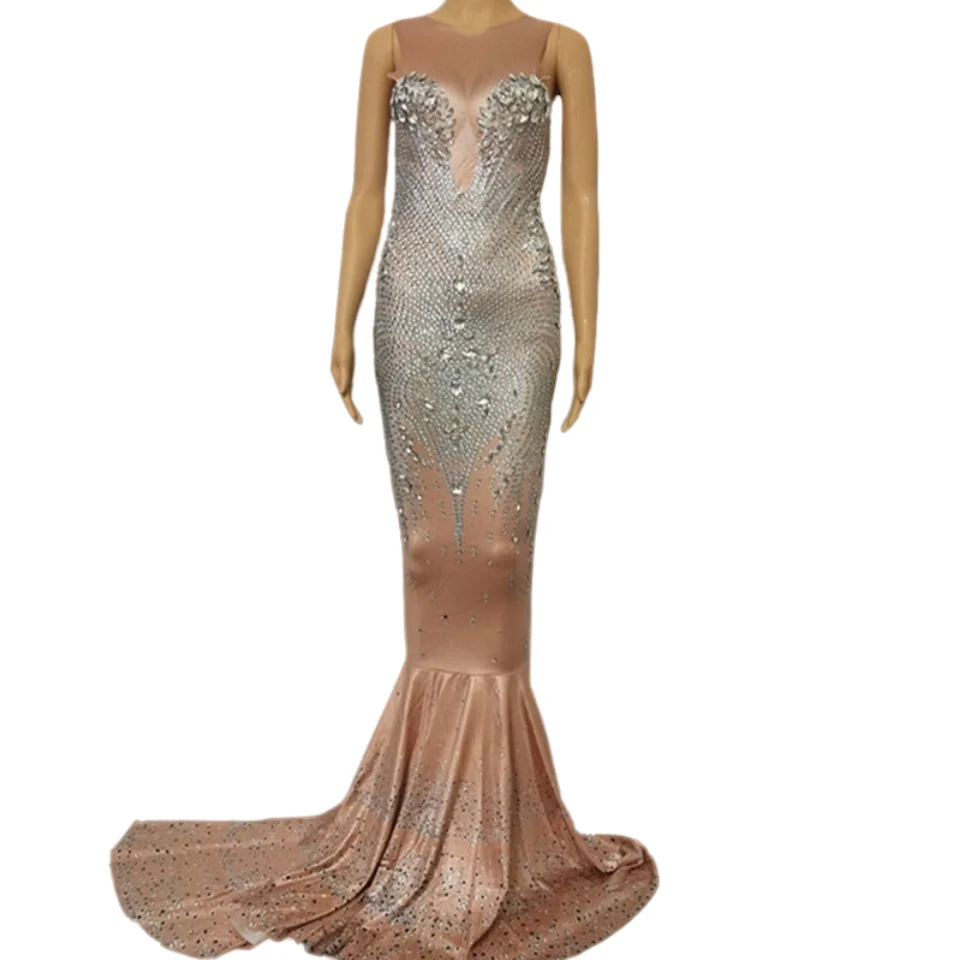 Female Glass Rhinestones Long Dress Mermaid dress Occident Bar Nightclub Singer Star Party Celebration sexy performance Costumes
Female Glass Rhinestones Long Dress Mermaid dress Occident Bar Nightclub Singer Star Party Celebration sexy performance Costumes