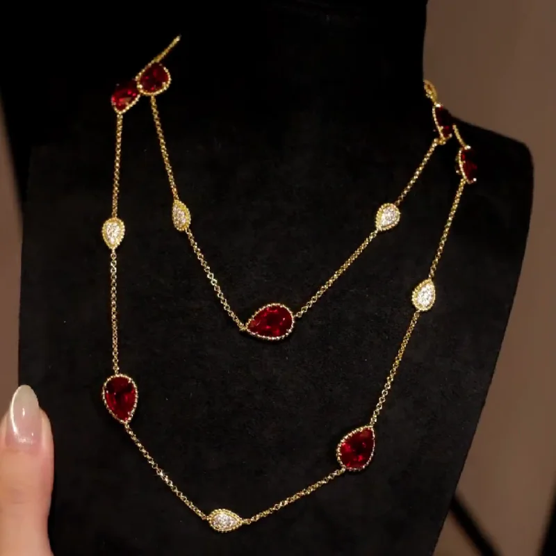 Cameo Jewelry Set 925 Silver Synthetic Zircon Ruby Water Drop Full Diamond Light Luxury Necklace Earrings Ring Set Banquet Party
Cameo Jewelry Set 925 Silver Synthetic Zircon Ruby Water Drop Full Diamond Light Luxury Necklace Earrings Ring Set Banquet Party