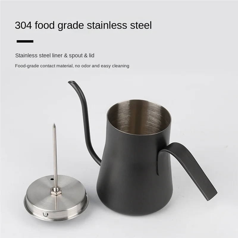 550ML Stainless Steel Coffee Drip Kettle with Thermometer Gooseneck Pour Over Coffee Tea Pot Coffee Pots-A70Z
550ML Stainless Steel Coffee Drip Kettle with Thermometer Gooseneck Pour Over Coffee Tea Pot Coffee Pots-A70Z