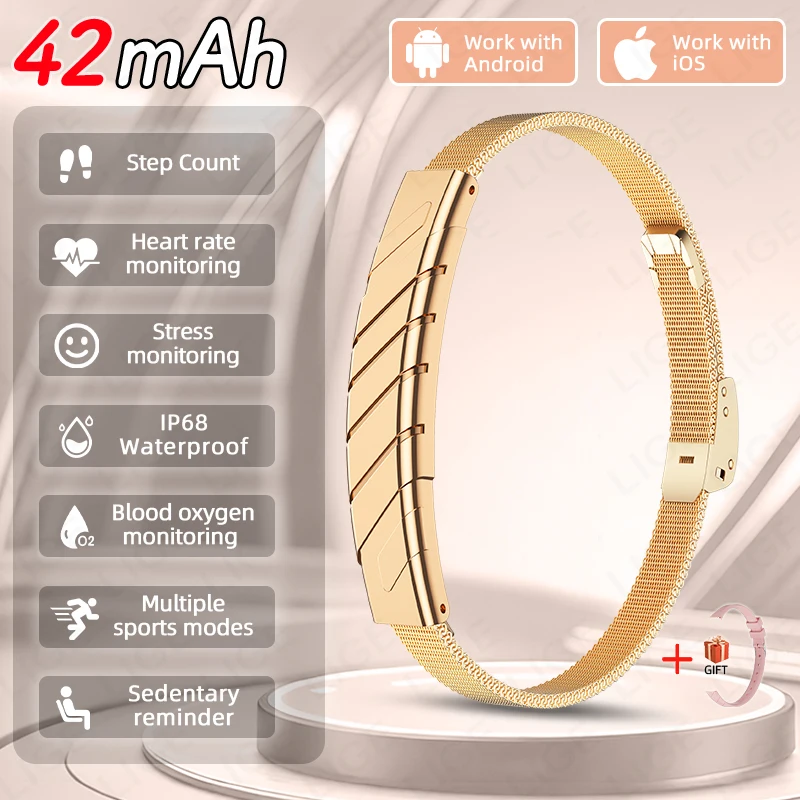 LIGE 2026 Smart Bracelet Ultra Thin Fashion Sports Tracker Stress Blood Oxygen Heart Rate Monitor Waterproof Women's Smartwatch
LIGE 2026 Smart Bracelet Ultra Thin Fashion Sports Tracker Stress Blood Oxygen Heart Rate Monitor Waterproof Women's Smartwatch