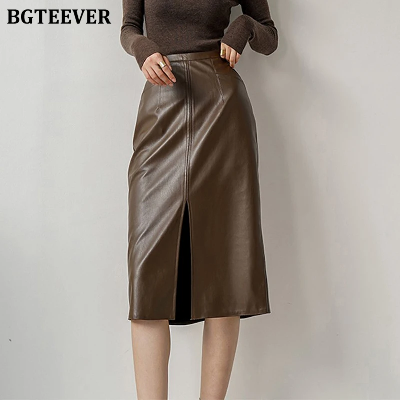 BGTEEVER Autumn Winter Elegant Loose Female PU Leather Midi Skirts Stylish High Waist Ladies Split Package Hip Skirts
BGTEEVER Autumn Winter Elegant Loose Female PU Leather Midi Skirts Stylish High Waist Ladies Split Package Hip Skirts