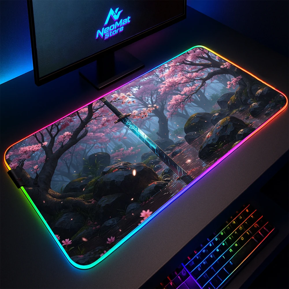 Cherry Blossom Mouse Pad with Backlight Katana Mouse Pads Glow Playmat 50x100 Led Gaming Mats Sakura Japanese Anime Mousepad
Cherry Blossom Mouse Pad with Backlight Katana Mouse Pads Glow Playmat 50x100 Led Gaming Mats Sakura Japanese Anime Mousepad