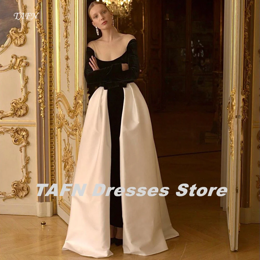 TAFN Contrast Color Elegant Evening Party Dresses A-line Floor-Length Full Sleeves Scoop Train Вечірні сукні Photo Shoot
TAFN Contrast Color Elegant Evening Party Dresses A-line Floor-Length Full Sleeves Scoop Train Вечірні сукні Photo Shoot