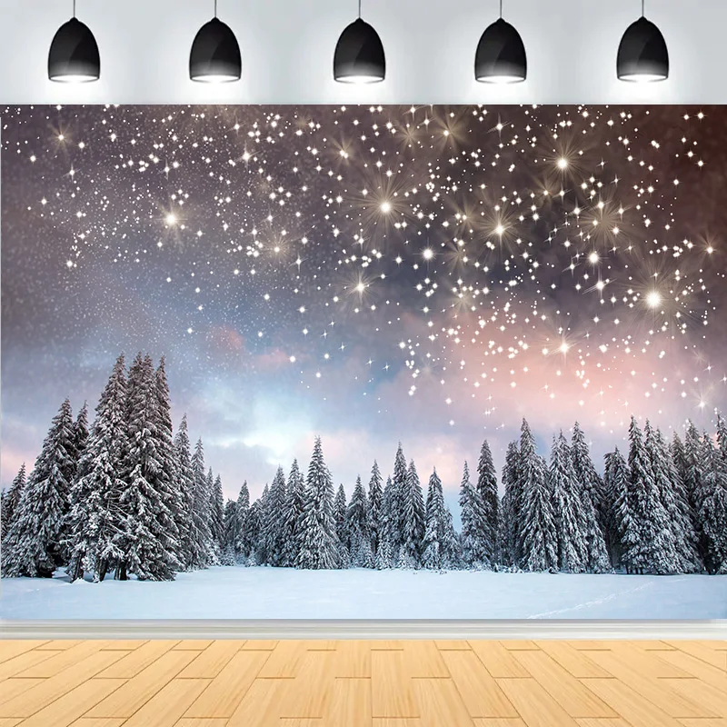Winter Night Snowflake Aurora Photography Backdrops Starry Sky Moon Tree Pine Forest Christmas Day Photo Studio Background JY-02
Winter Night Snowflake Aurora Photography Backdrops Starry Sky Moon Tree Pine Forest Christmas Day Photo Studio Background JY-02