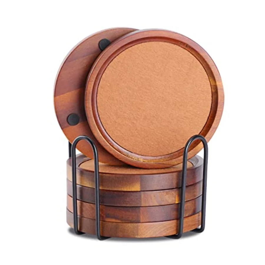 Acacia Wood Coasters for Coffee Table, 6 Pcs 4.72 in Coaster for Drinks Absorbent Felt Coaster for Wooden Dining Table Decor Ne
Acacia Wood Coasters for Coffee Table, 6 Pcs 4.72 in Coaster for Drinks Absorbent Felt Coaster for Wooden Dining Table Decor Ne