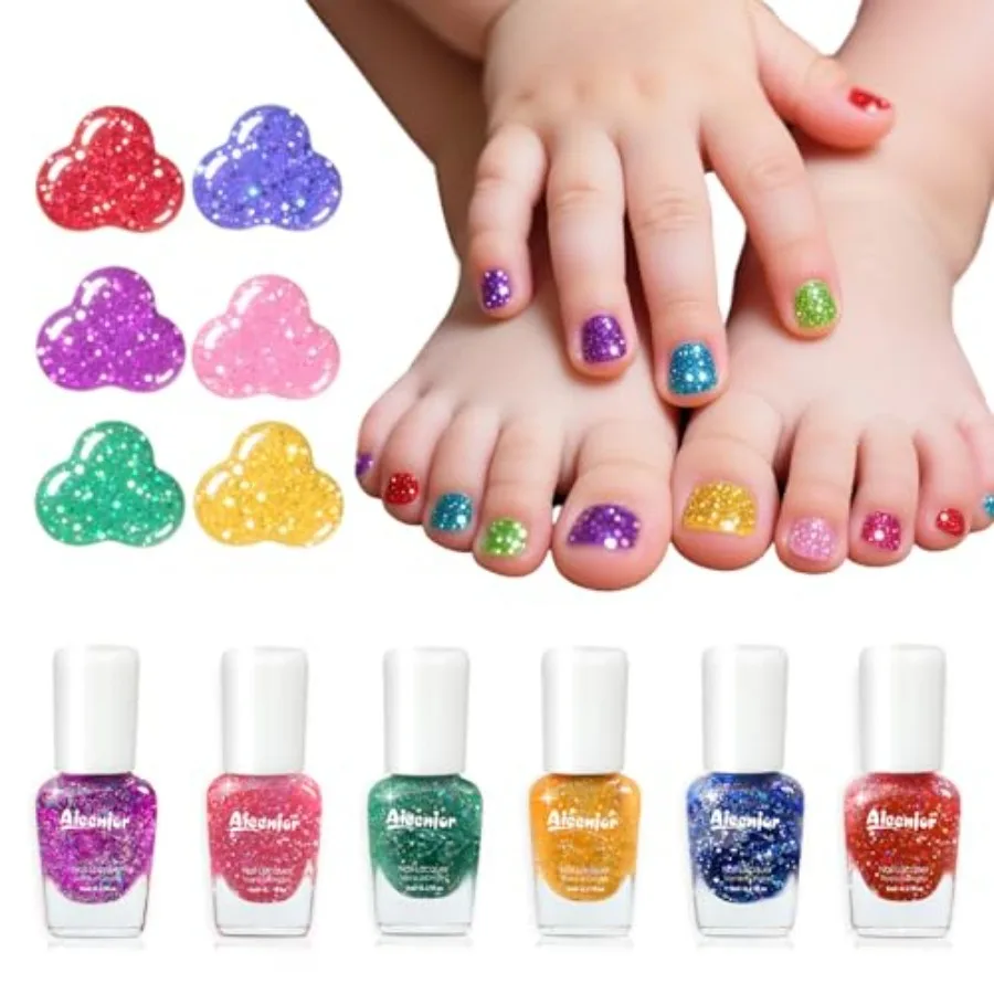 Non-Toxic Nail Polish Set, Glitter Quick Dry Fingernail Polish for Toddler, Water-Based Peelable Nail Polish for,6 Color Rainbo
Non-Toxic Nail Polish Set, Glitter Quick Dry Fingernail Polish for Toddler, Water-Based Peelable Nail Polish for,6 Color Rainbo