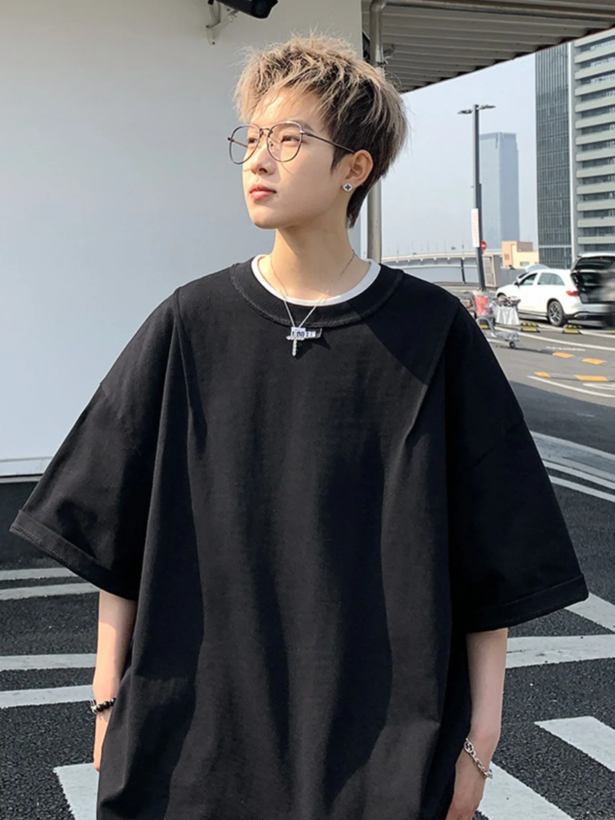 Pure Bla Heavyweight Cotton T-irt Men's Summer Trendy Brand ort Sve Oversize American Loose Five f Sve
Pure Bla Heavyweight Cotton T-irt Men's Summer Trendy Brand ort Sve Oversize American Loose Five f Sve