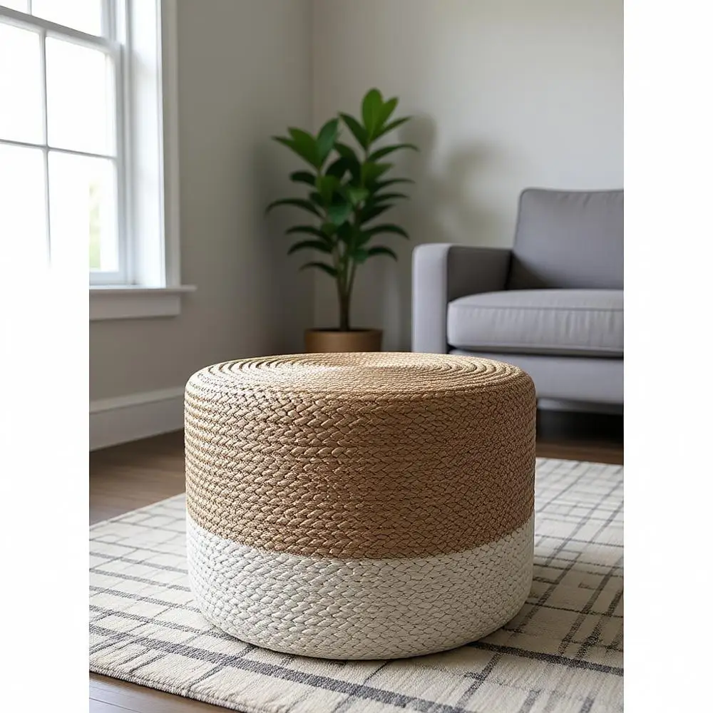 100% Jute Braided Hand Knitted Traditional Cord Boho Pouf for Living Spaces - Natural Ivory, 18x18x12 Inches
100% Jute Braided Hand Knitted Traditional Cord Boho Pouf for Living Spaces - Natural Ivory, 18x18x12 Inches
