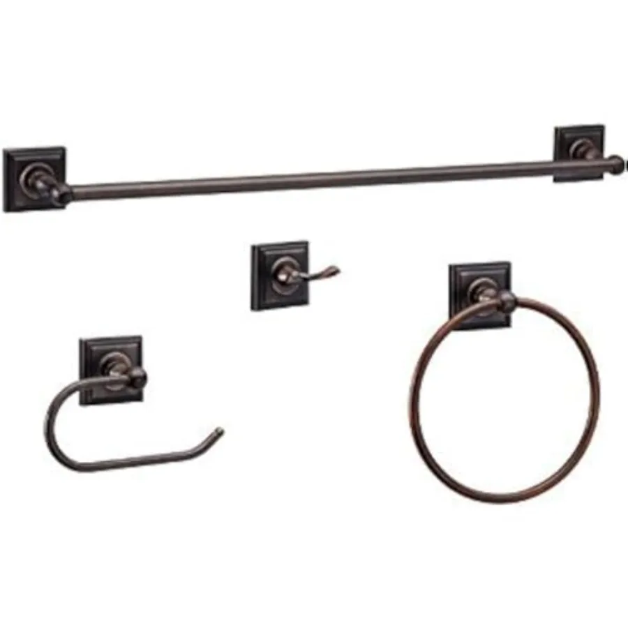 Bathroom hardware set: oil rubbed bronze finish, 4-piece Aurora Series, corrosion-resistant brass, sleek modern design for wet
Bathroom hardware set: oil rubbed bronze finish, 4-piece Aurora Series, corrosion-resistant brass, sleek modern design for wet