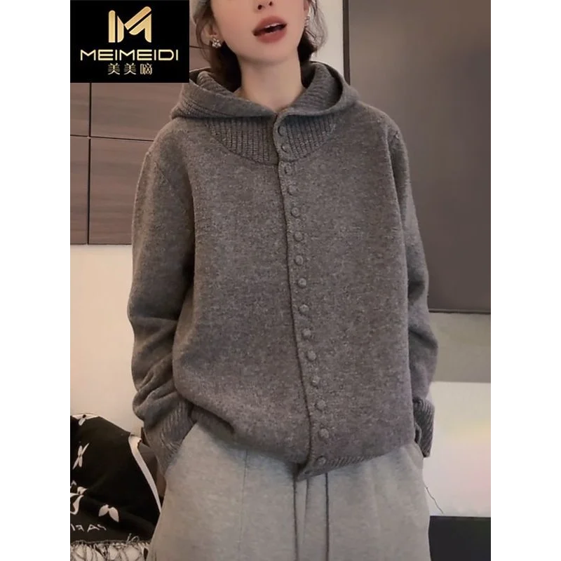 Grey Hooded Sweater Women Autumn Winter Lazy Style Soft Loose Fashion Knit Cardigan High Grade Outerwear
Grey Hooded Sweater Women Autumn Winter Lazy Style Soft Loose Fashion Knit Cardigan High Grade Outerwear