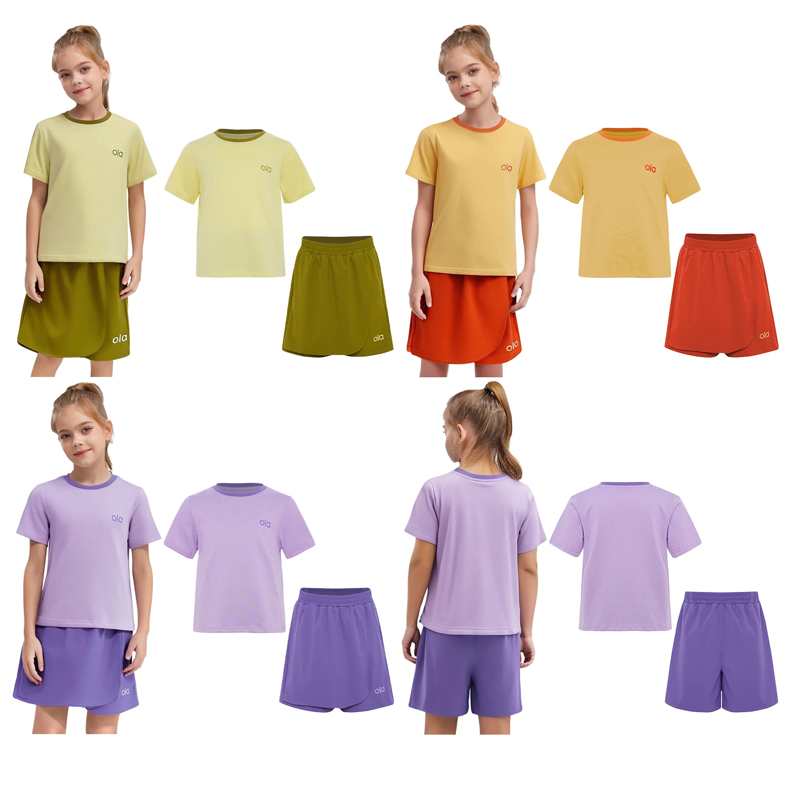 Kids Fitness Sportswear Girls 2-Piece Sports Casual Outfit Contrast Short Sleeve T-shit with Elastic Waistband Pockets Shorts
Kids Fitness Sportswear Girls 2-Piece Sports Casual Outfit Contrast Short Sleeve T-shit with Elastic Waistband Pockets Shorts