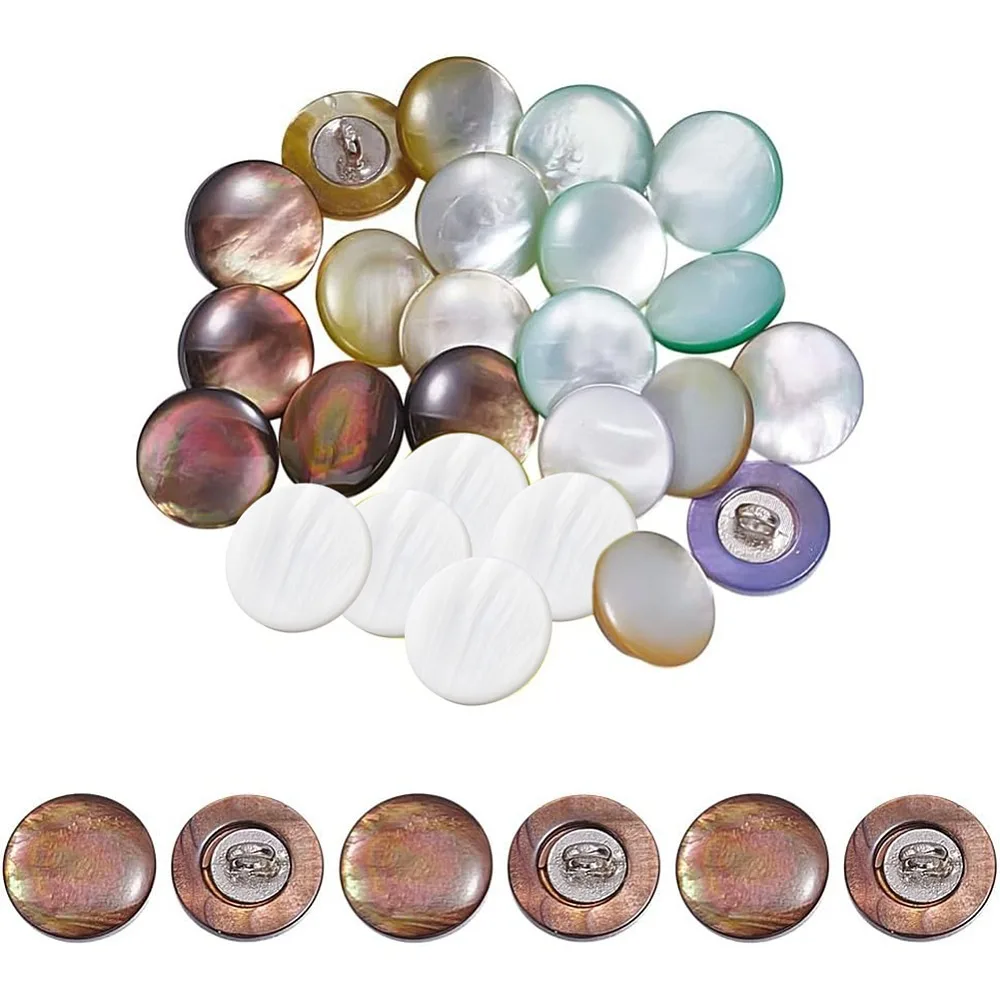 30Pcs 5 Colors 1-Hole Shell Alloy Shank Buttons Flat Round Platinum Mixed Color 11~11.5x5~6mm Hole: 2mm 6pcs/color
30Pcs 5 Colors 1-Hole Shell Alloy Shank Buttons Flat Round Platinum Mixed Color 11~11.5x5~6mm Hole: 2mm 6pcs/color