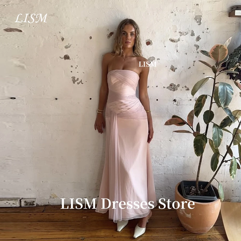 LISM Pink Strapless Mermaid Simple Evening Dresses Soft Chiffon Long Elegant Prom Dresses فساتين المساء Customized Arabia Women
LISM Pink Strapless Mermaid Simple Evening Dresses Soft Chiffon Long Elegant Prom Dresses فساتين المساء Customized Arabia Women