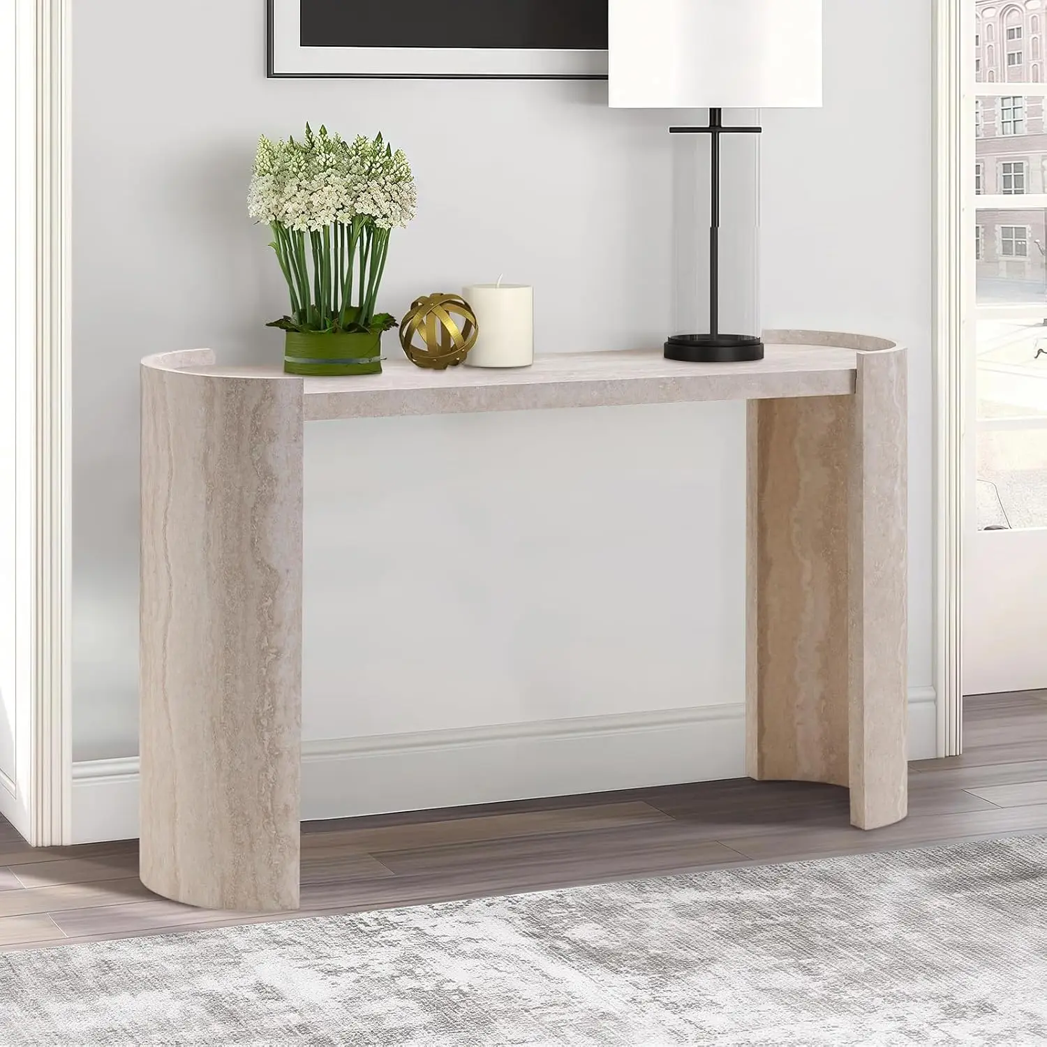53" Console Table Faux Marble Curved Legs Entryway Hallway Sofa Table, Customized
53" Console Table Faux Marble Curved Legs Entryway Hallway Sofa Table, Customized