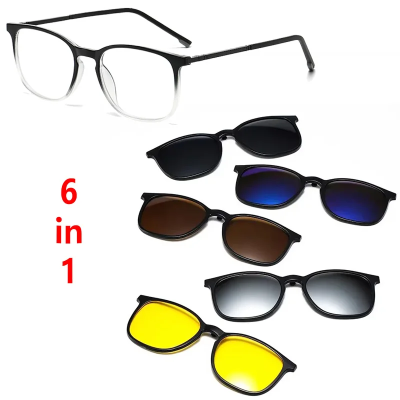 6 In 1 Spectacle Transparent Big Square Frame 5 PCS Clip On Polarized Sunglasses Magnetic Glasses Metal Legs Computer Optical
6 In 1 Spectacle Transparent Big Square Frame 5 PCS Clip On Polarized Sunglasses Magnetic Glasses Metal Legs Computer Optical