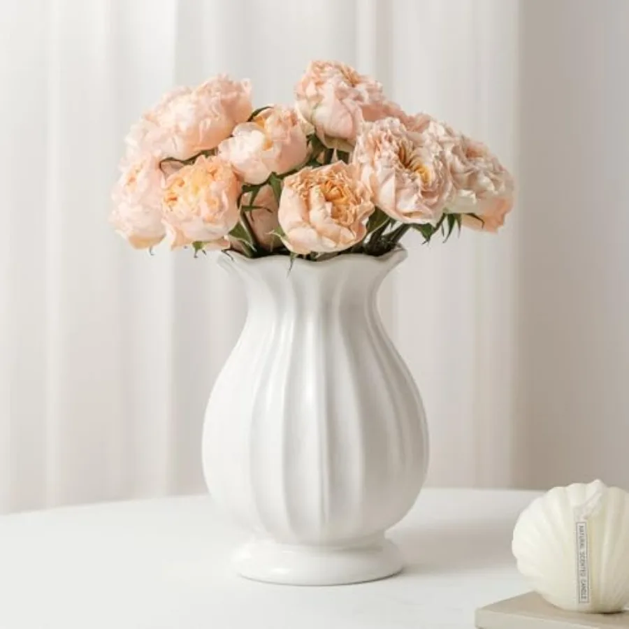 White Ceramic Vase, 7.8 Inch Flower Vase Home Decor Modern Decorative Vases for Bouquet, Unique Vases for Farmhouse Living Room
White Ceramic Vase, 7.8 Inch Flower Vase Home Decor Modern Decorative Vases for Bouquet, Unique Vases for Farmhouse Living Room