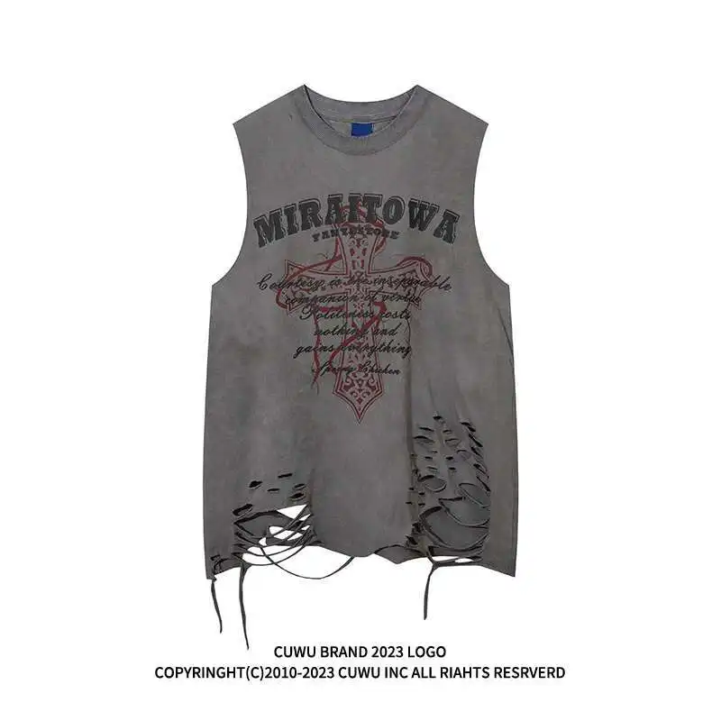 Man Women Tank Top American Style Distressed Tank Top For Women Summer Gothic Sleeveless T-Shirt Design Sense Niche Casual Top
Man Women Tank Top American Style Distressed Tank Top For Women Summer Gothic Sleeveless T-Shirt Design Sense Niche Casual Top