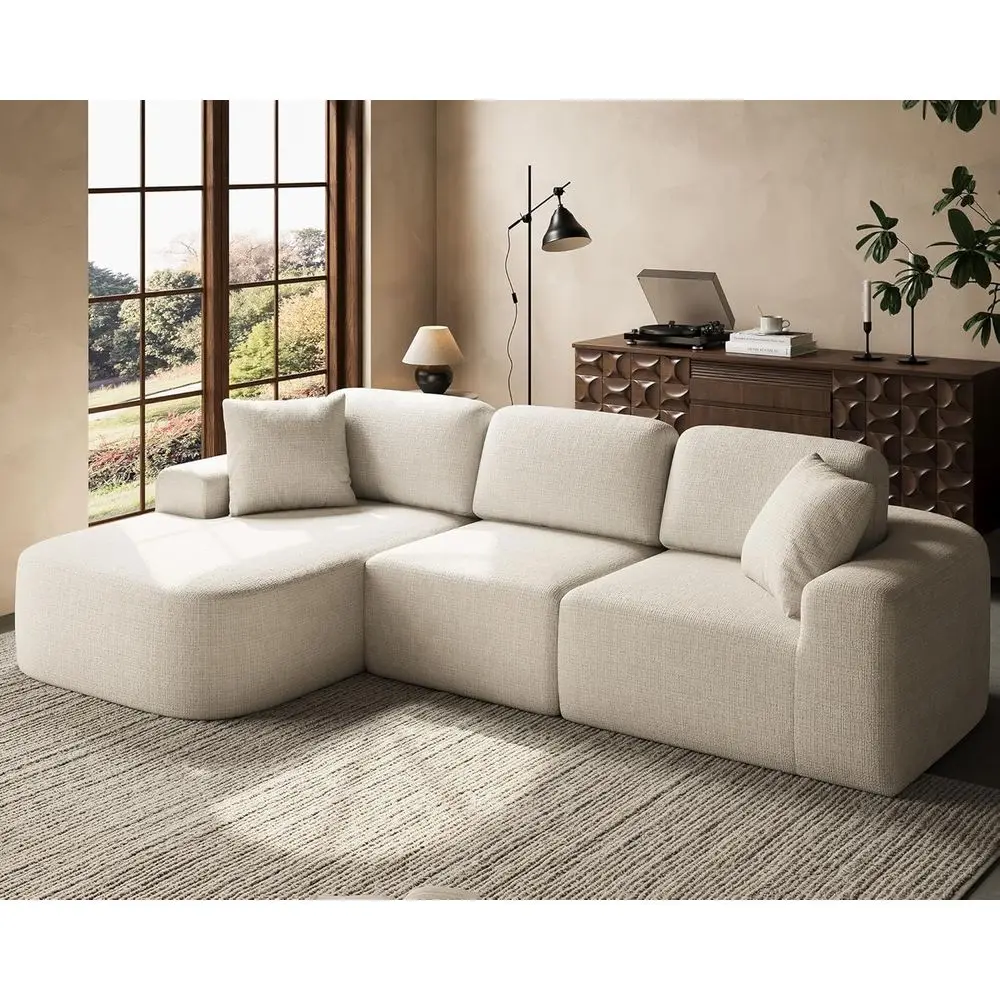 Convertible L-Shaped Sectional Sofa with Chaise, No Assembly Needed, Ivory Beige Bouclé-Style Upholstery for Living Room
Convertible L-Shaped Sectional Sofa with Chaise, No Assembly Needed, Ivory Beige Bouclé-Style Upholstery for Living Room