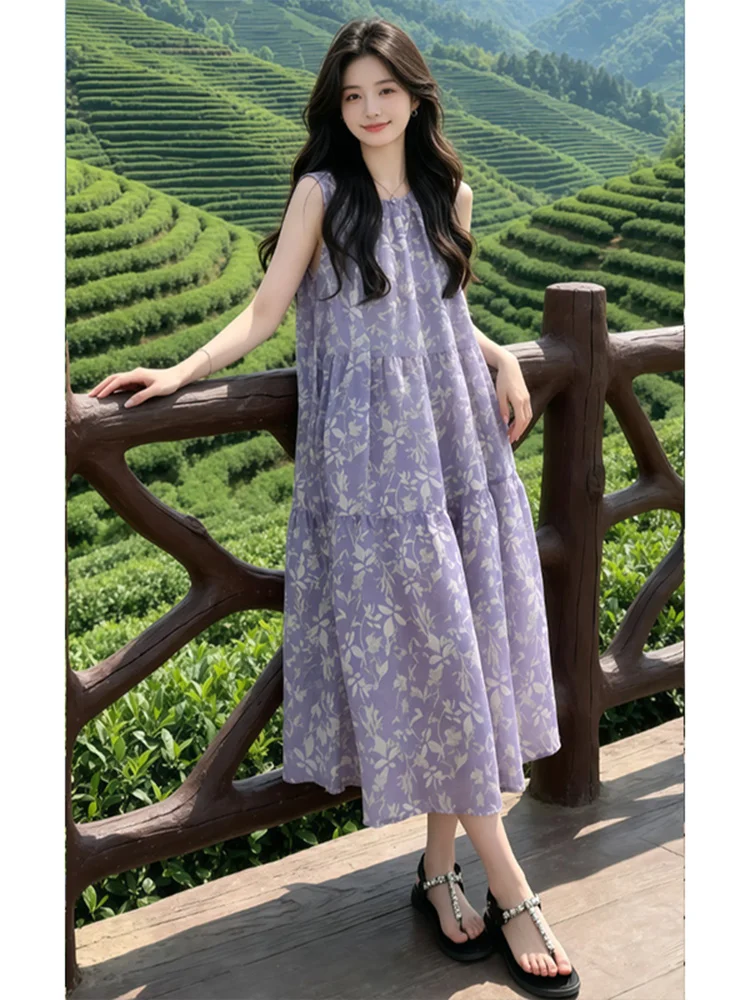 French Style Casual Floral Print Slimming Summer New round Neck Sleeveless Waist Cinched Women's Dress Vintage High Waist A-L...
French Style Casual Floral Print Slimming Summer New round Neck Sleeveless Waist Cinched Women's Dress Vintage High Waist A-L...