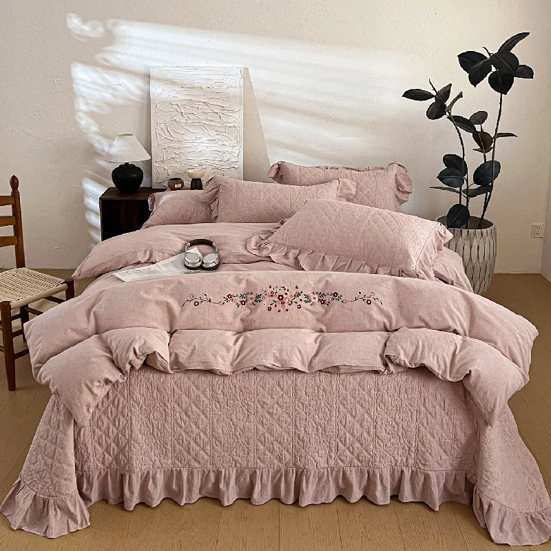 Luxury Cotton Linen Embroidery Quilted Bedspread Set | Solid Color Lace Edge Quilt | 3pcs/4pcs Soft Bedding Set for All Season
Luxury Cotton Linen Embroidery Quilted Bedspread Set | Solid Color Lace Edge Quilt | 3pcs/4pcs Soft Bedding Set for All Season