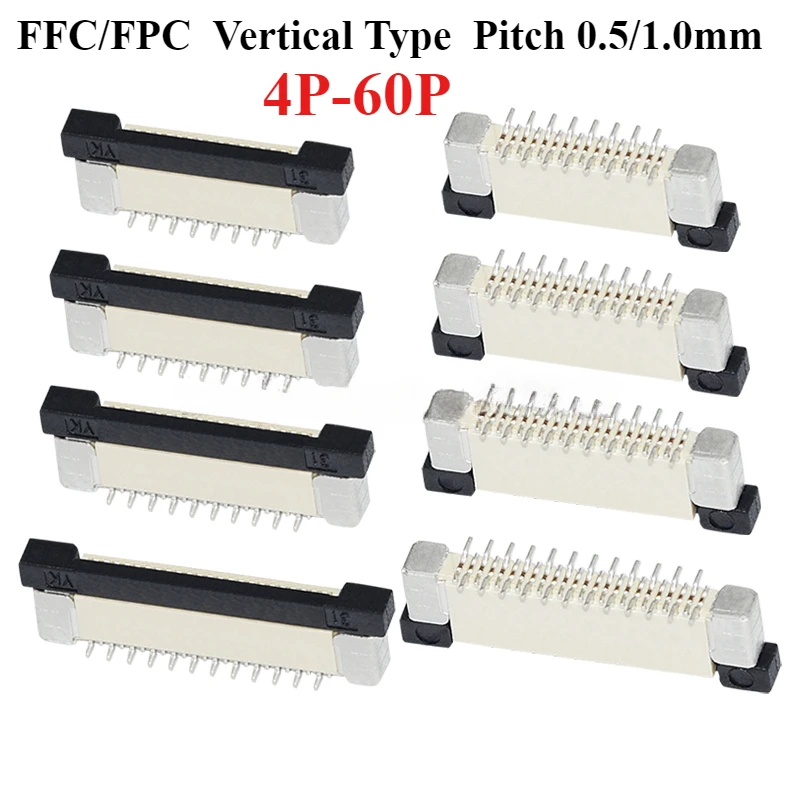 0.5/1.0mm Pitch FFC/FPC Connector Flexible Flat Cable Socket Vertical Type 4/6/8/10/12/14/16/18/20/22/24/26/30/36/40/45/50/60P
0.5/1.0mm Pitch FFC/FPC Connector Flexible Flat Cable Socket Vertical Type 4/6/8/10/12/14/16/18/20/22/24/26/30/36/40/45/50/60P