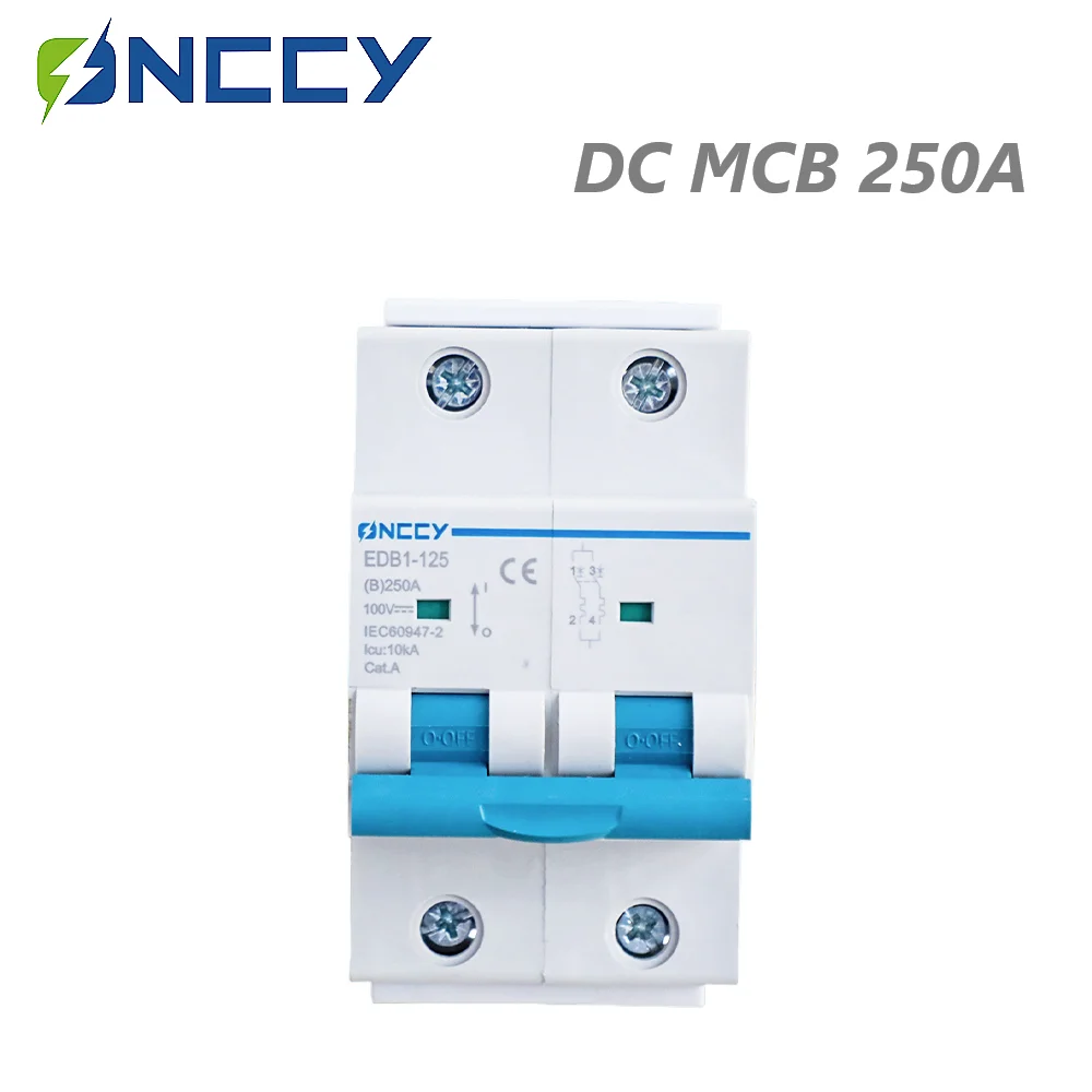 ONCCY 250A DC MCB Breaker Solar, 100VDC 1P 10KA Солнечный автоматический выключатель PV MCB Din-рейка Выключатель аккумулятора для фотоэлектрической системы 
ONCCY 250A DC MCB Breaker Solar, 100VDC 1P 10KA Солнечный автоматический выключатель PV MCB Din-рейка Выключатель аккумулятора для фотоэлектрической системы