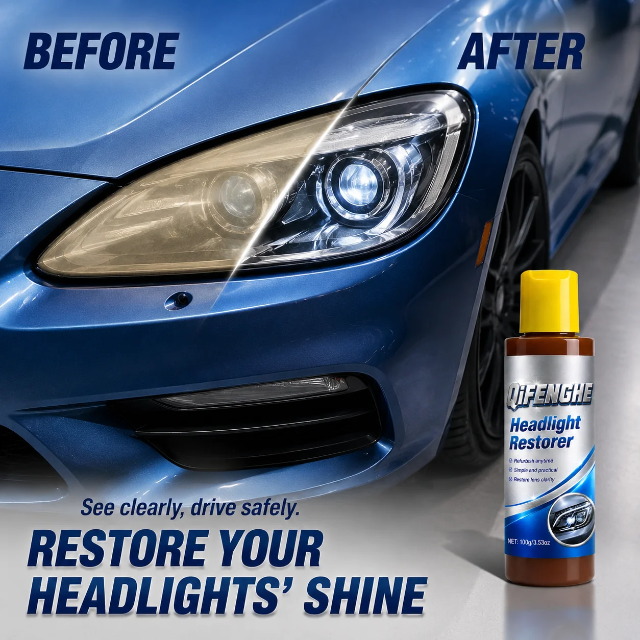 Professional Headlight Restorer - Remove Yellowing, Oxidation & Foggy Car Headlights - Lens Polish Abrasive Material - Effective
Professional Headlight Restorer - Remove Yellowing, Oxidation & Foggy Car Headlights - Lens Polish Abrasive Material - Effective