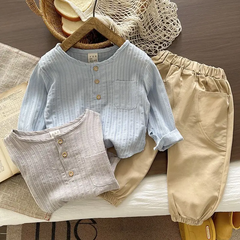 Boys Set Spring Autumn Cotton Linen Long Sleeve T-Shirt And Pants Casual Two-Piece Set Children's Wear Comfortable Outfit
Boys Set Spring Autumn Cotton Linen Long Sleeve T-Shirt And Pants Casual Two-Piece Set Children's Wear Comfortable Outfit
