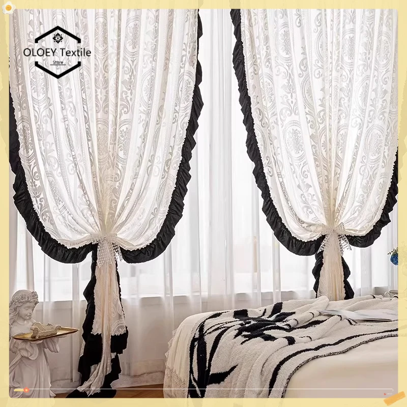 French Retro Style Balcony Relief Velvet Lace Black Edge Curtain for Living Room Walk-in Closet and Dressing Room Light Gauze
French Retro Style Balcony Relief Velvet Lace Black Edge Curtain for Living Room Walk-in Closet and Dressing Room Light Gauze
