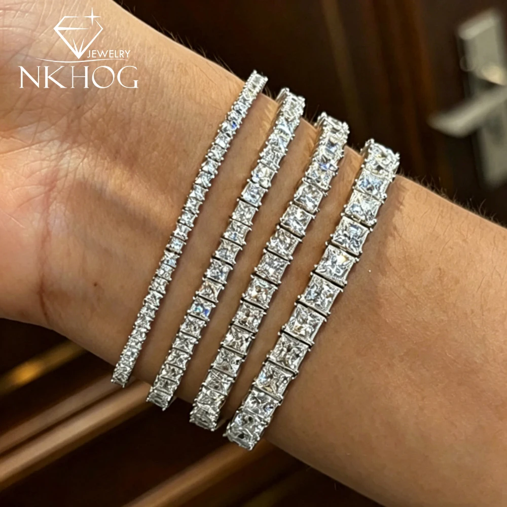 NKHOG 2/3/4/5mm Princess Cut Moissanite Tennis Bracelets For Women Men S925 Silver Sparkling Lab Diamond Hand Chain Jewelry Gift
NKHOG 2/3/4/5mm Princess Cut Moissanite Tennis Bracelets For Women Men S925 Silver Sparkling Lab Diamond Hand Chain Jewelry Gift