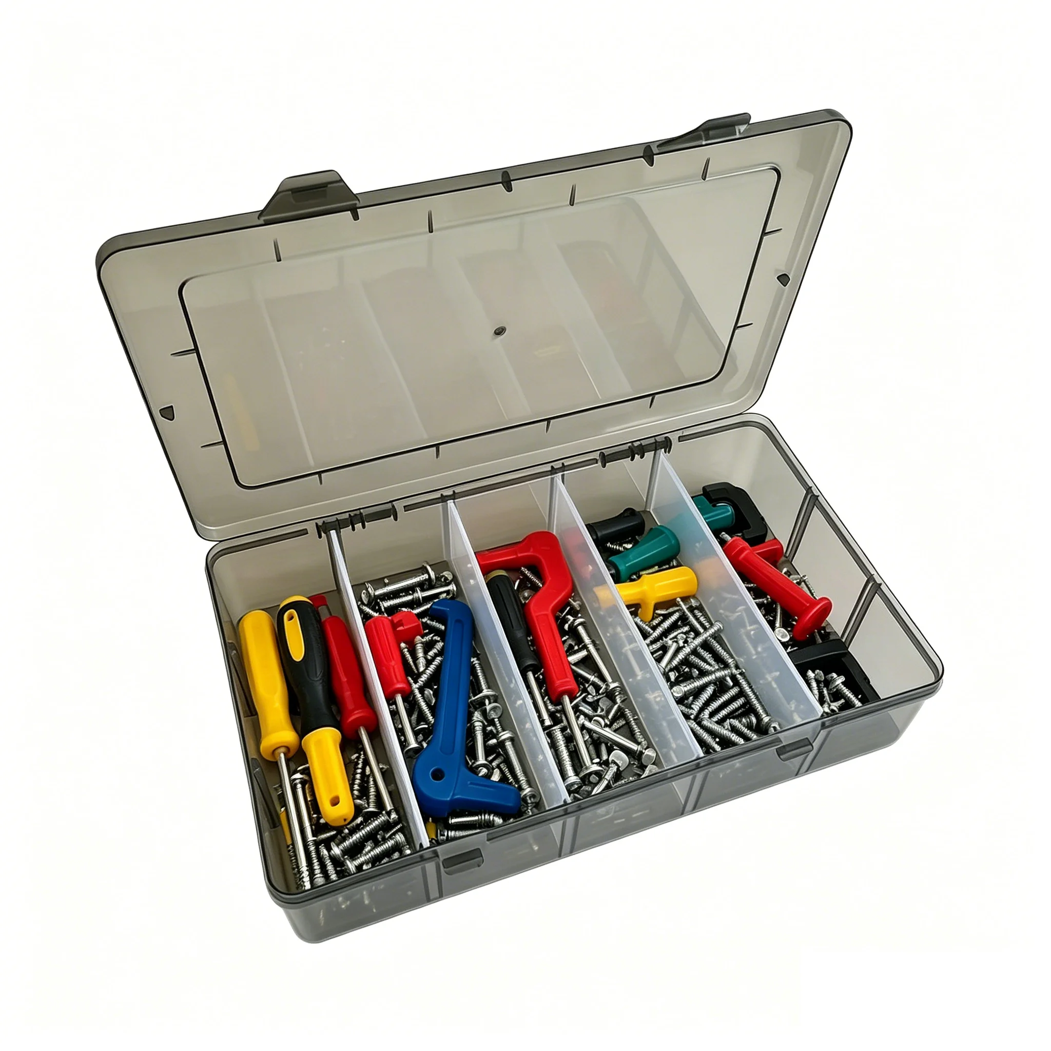 5-15 Compartment Transparent Hardware & Tool Organizer Box — Screw and Accessory Sorting Case (Packaged in Pearlescent Film)
5-15 Compartment Transparent Hardware & Tool Organizer Box — Screw and Accessory Sorting Case (Packaged in Pearlescent Film)