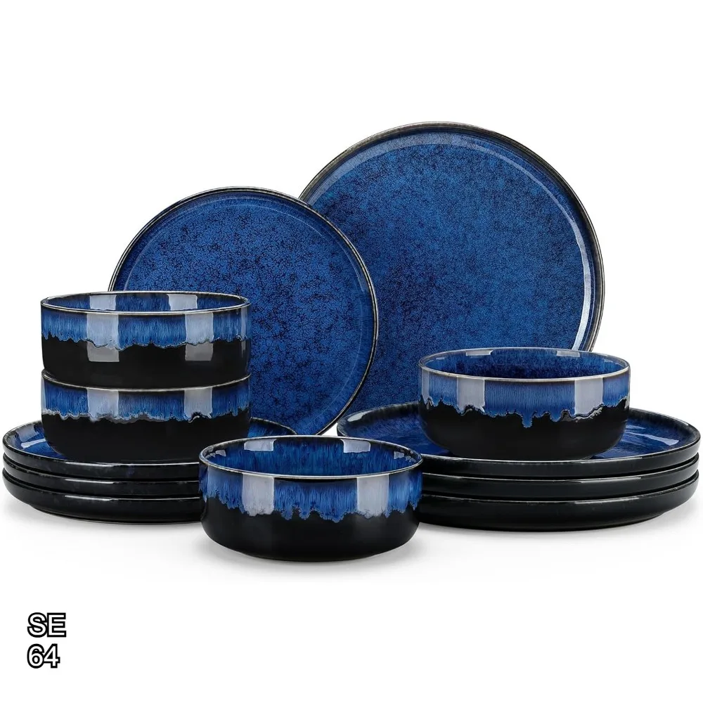 Набор керамической посуды из 12 предметов на 4 персоны, синие тарелки и миски с реактивной глазурью, подходят для посудомоечной машины и микроволновой печи
Набор керамической посуды из 12 предметов на 4 персоны, синие тарелки и миски с реактивной глазурью, подходят для посудомоечной машины и микроволновой печи