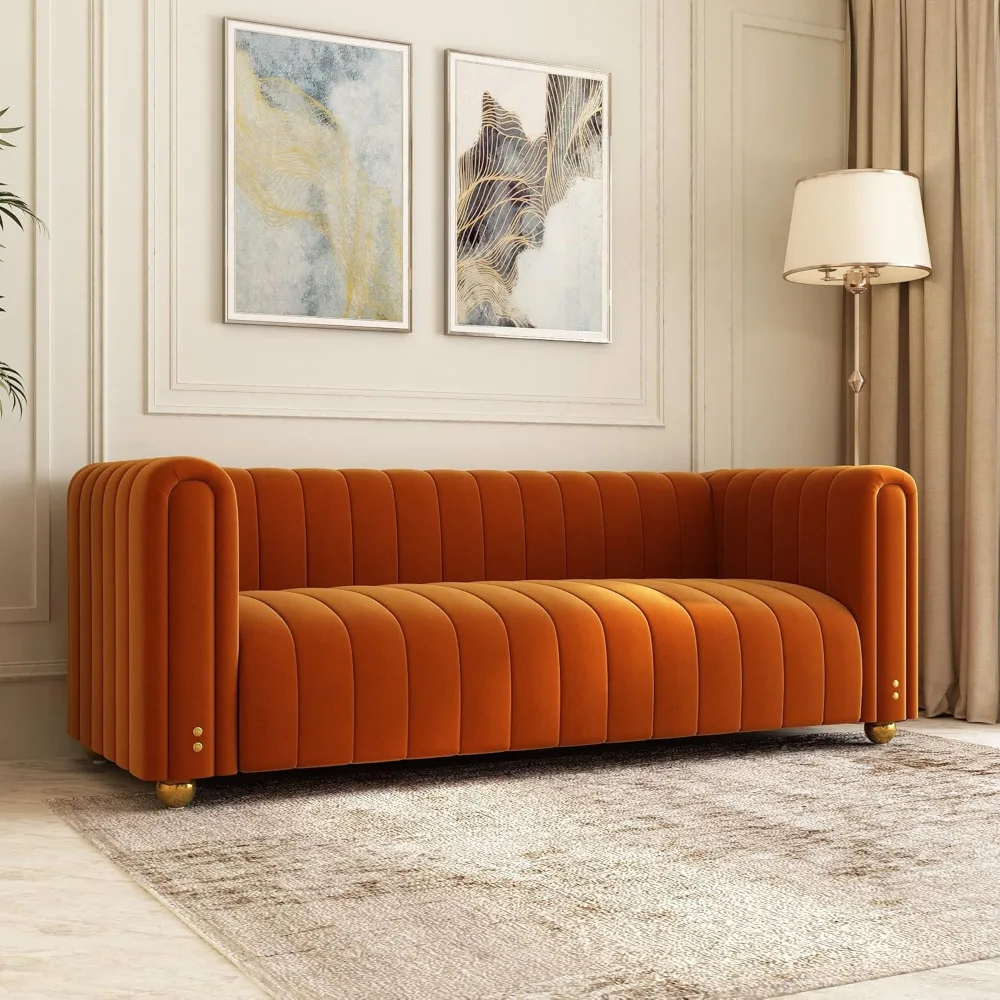 80 inch wide orange velvet sofa, medieval modern sofa, velvet plush soft cushion sofa, 3-seater living room sofa
80 inch wide orange velvet sofa, medieval modern sofa, velvet plush soft cushion sofa, 3-seater living room sofa