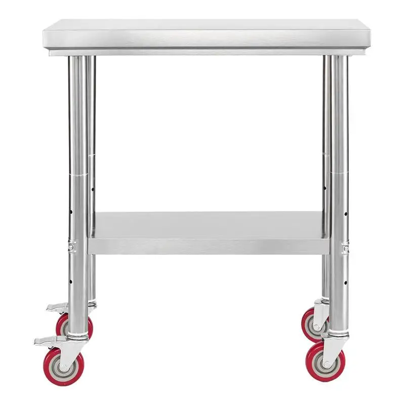 Stainless steel work table/kitchen table (76 x 60 cm) for food preparation with wheels, preparation table with adjustable under-shelf for commercial kitchens, restaurants, hotels, garages, and outdoor use.
Stainless steel work table/kitchen table (76 x 60 cm) for food preparation with wheels, preparation table with adjustable under-shelf for commercial kitchens, restaurants, hotels, garages, and outdoor use.