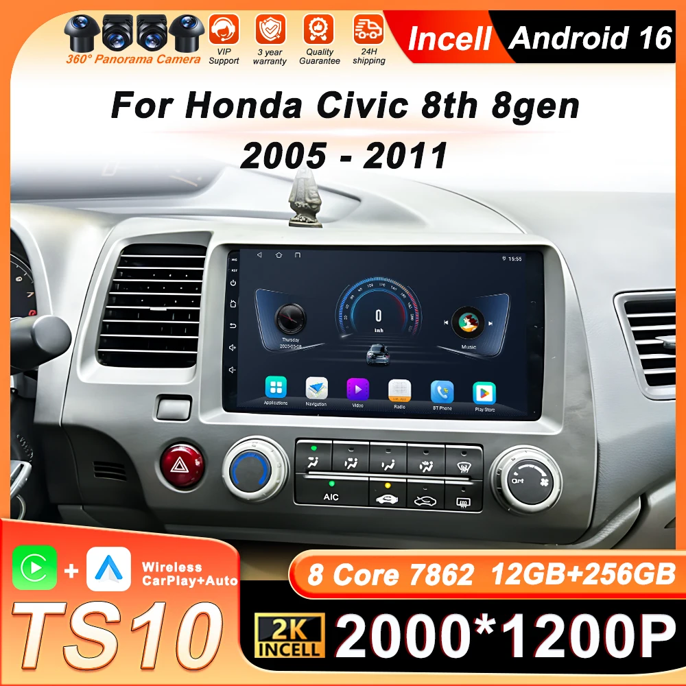 Car Radio Player For Honda Civic 8th 8gen 2005 2006 2007 2008 2009 2010 2011 Android 16 Wireless Carplay Stereo 4G Wifi Screen
Car Radio Player For Honda Civic 8th 8gen 2005 2006 2007 2008 2009 2010 2011 Android 16 Wireless Carplay Stereo 4G Wifi Screen