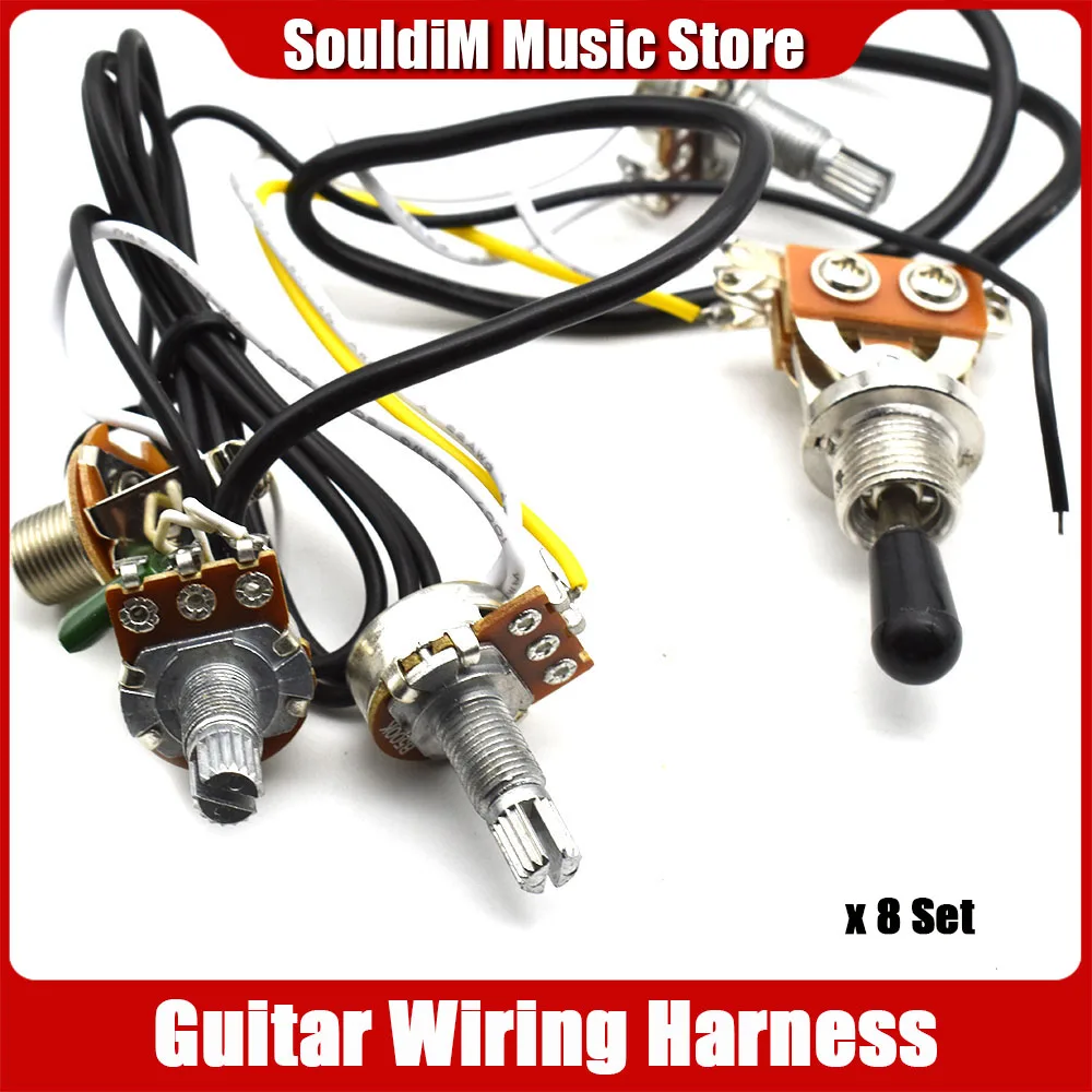 8set Lp Electric Guitar Pickups Wiring Harness Kit 2V1T 500K Pots 3 Way Switch with Output Jack for LP Electric Guitar
8set Lp Electric Guitar Pickups Wiring Harness Kit 2V1T 500K Pots 3 Way Switch with Output Jack for LP Electric Guitar