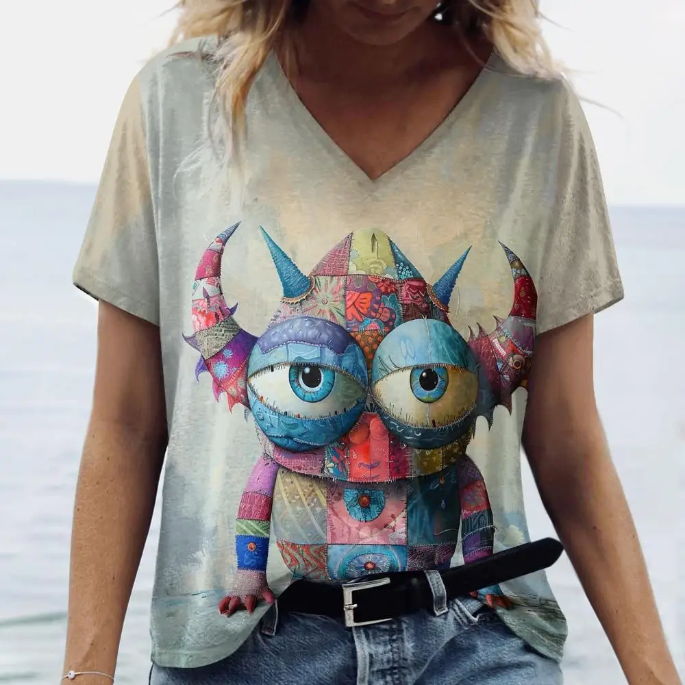 Women's T-Shirt Summer V-Neck T Shirt For Women Daily Fashion Short Sleeve Casual T-Shirt 3d Print Female Clothes
Women's T-Shirt Summer V-Neck T Shirt For Women Daily Fashion Short Sleeve Casual T-Shirt 3d Print Female Clothes