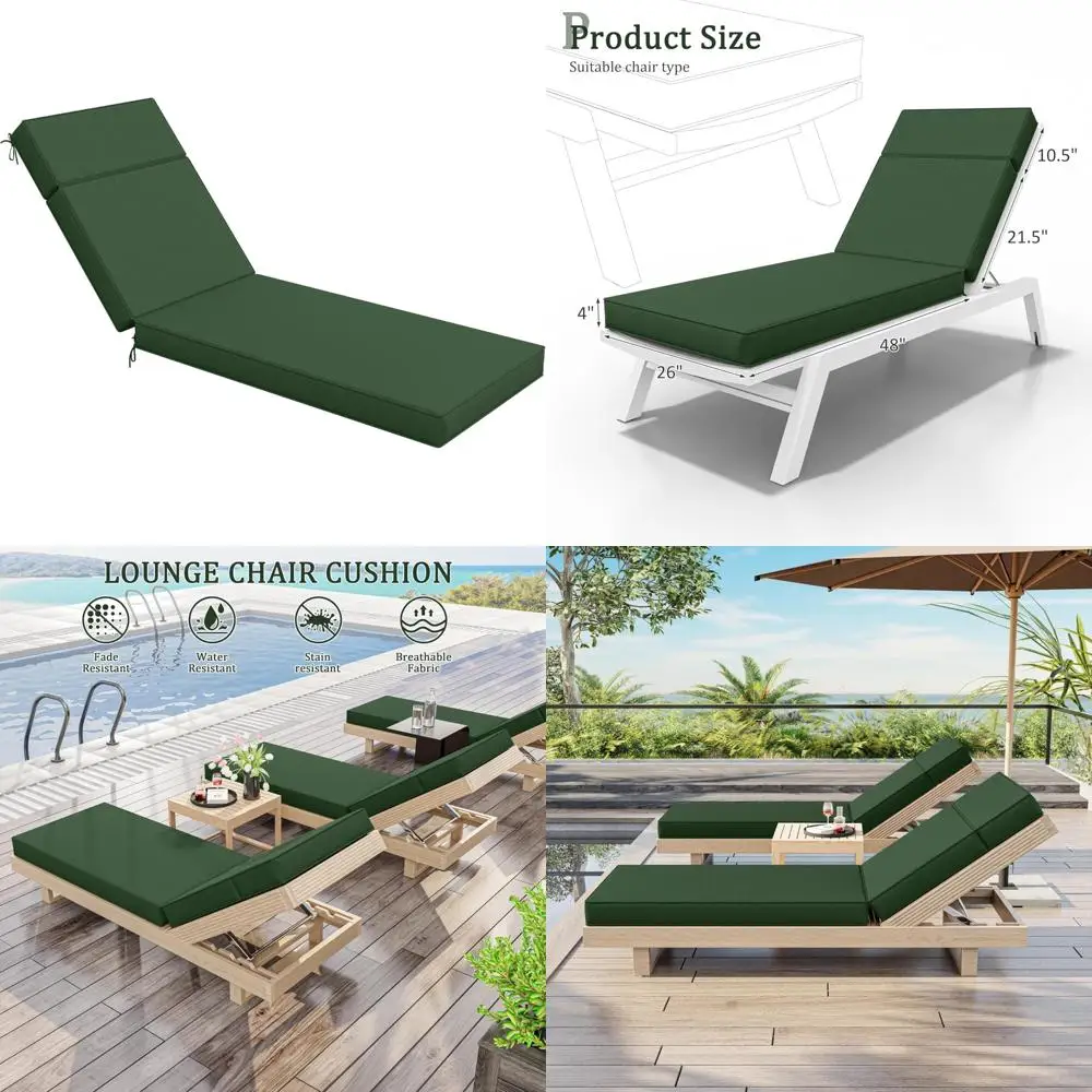 Outdoor Chaise Lounge Cushions 80L x 26W x 4D - High-Density Foam, Waterproof with Ties, Comfortable Patio Furniture Cushions
Outdoor Chaise Lounge Cushions 80L x 26W x 4D - High-Density Foam, Waterproof with Ties, Comfortable Patio Furniture Cushions