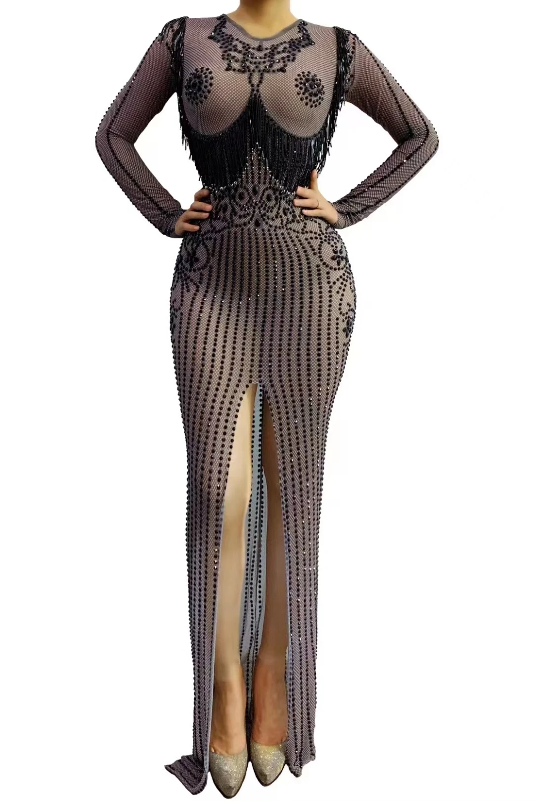 Black Stretch Rhinestone Long Dress SplitCheongsam Style Dress For Women Party NightBirthday Sexy Dressy Drag Queen Costume A667
Black Stretch Rhinestone Long Dress SplitCheongsam Style Dress For Women Party NightBirthday Sexy Dressy Drag Queen Costume A667