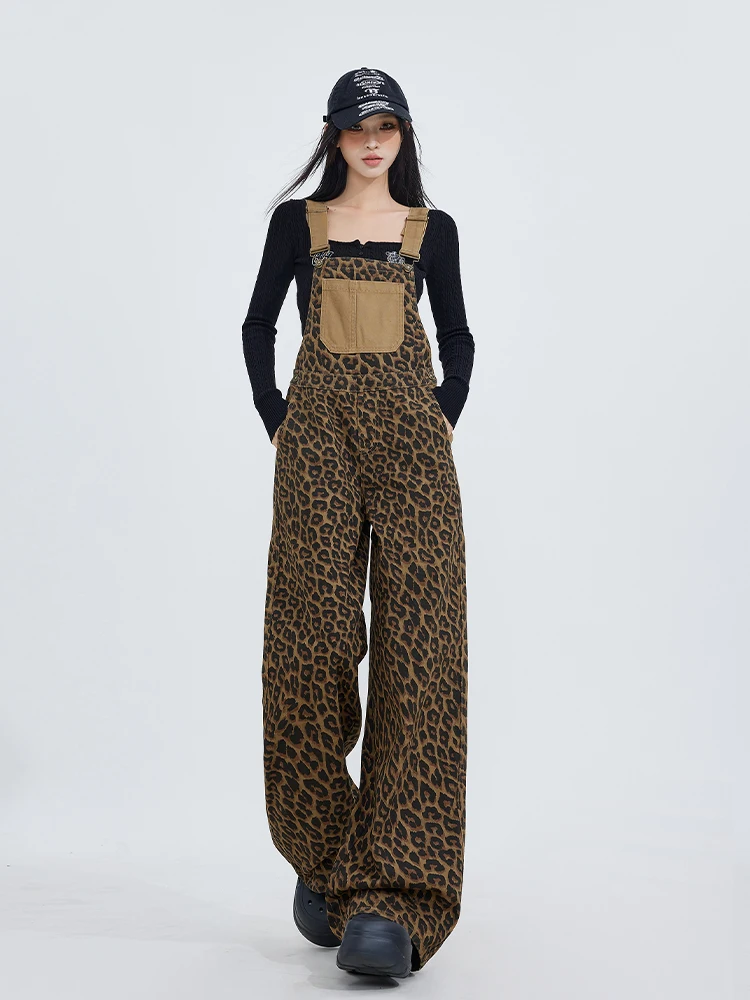 American style leopard print overalls women's spring autumn new loose high waist sagging feeling wide leg casual jumpsuit
American style leopard print overalls women's spring autumn new loose high waist sagging feeling wide leg casual jumpsuit