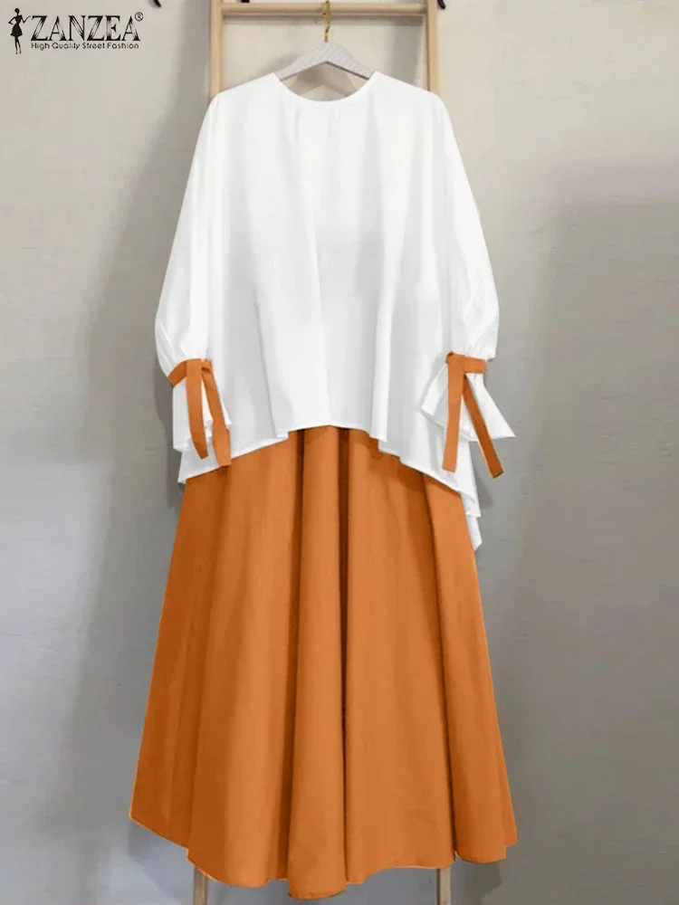 ZANZEA Summer Women 2pcs Dress Sets Casual Loose Bowtie Top Suit Fashion Midi Skirt Outfits 2025 Colorblock Holiday Matching Set
ZANZEA Summer Women 2pcs Dress Sets Casual Loose Bowtie Top Suit Fashion Midi Skirt Outfits 2025 Colorblock Holiday Matching Set