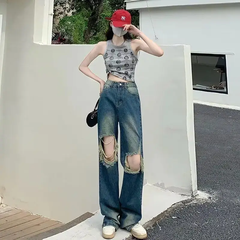 Ретро американские прямые джинсы, женские модные хлопковые эластичные джинсовые брюки с высокой талией, большие размеры, широкие брюки
Ретро американские прямые джинсы, женские модные хлопковые эластичные джинсовые брюки с высокой талией, большие размеры, широкие брюки