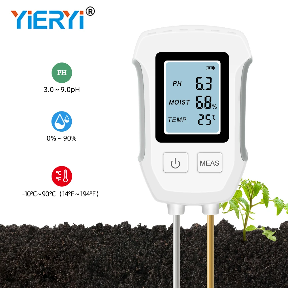 3 in 1 Digital Soil Tester PH/Moisture/Temp Meter with LCD Display 3.0-9PH Heat-resistant Metal Sensor for Flower Plants Garden
3 in 1 Digital Soil Tester PH/Moisture/Temp Meter with LCD Display 3.0-9PH Heat-resistant Metal Sensor for Flower Plants Garden