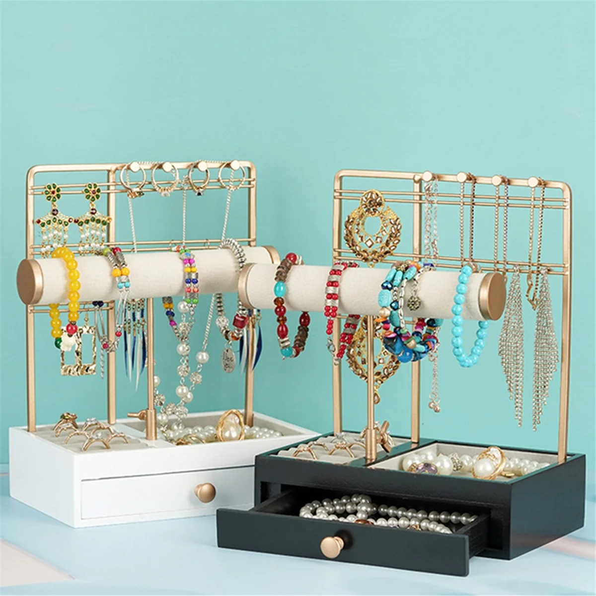 2 Tiers Black Large Capacity Ring and Earring Storage Bracelet Necklace Display Rack Jewelry Hanger for Jewelry Storage
2 Tiers Black Large Capacity Ring and Earring Storage Bracelet Necklace Display Rack Jewelry Hanger for Jewelry Storage