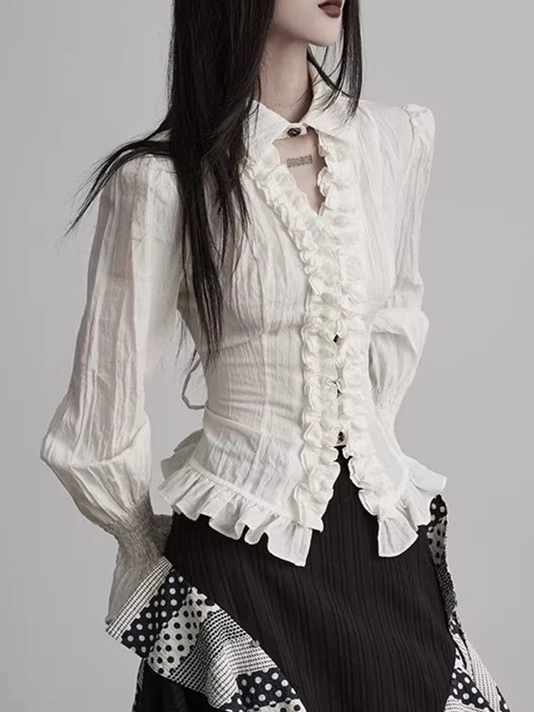 Aoaiiys Vintage Shirts Women V Neck Ruffled White Shirt Lace Up Smil Design Blouse Spring 2026 Summer New Simple Classic Tops
Aoaiiys Vintage Shirts Women V Neck Ruffled White Shirt Lace Up Smil Design Blouse Spring 2026 Summer New Simple Classic Tops