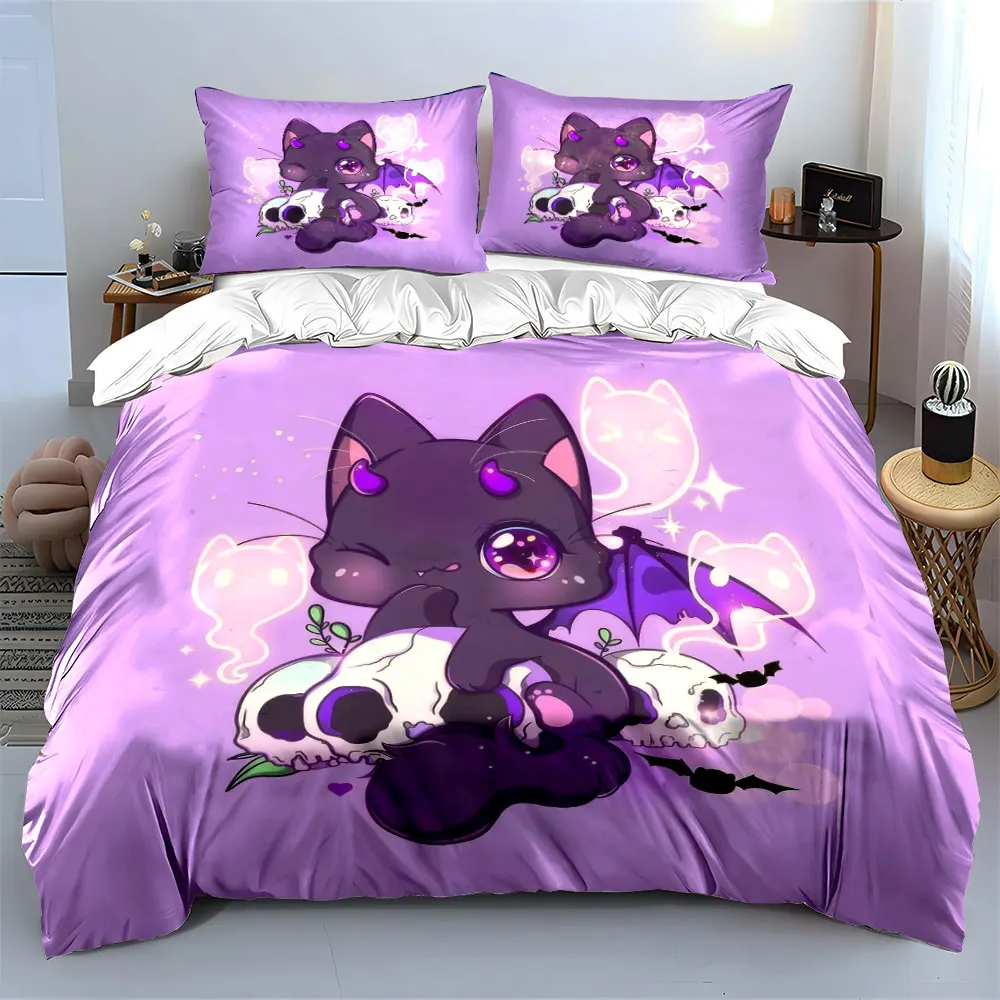 Cute Gothic Cat Decor Set Soft Comfortable Duvet Cover Bedding Set Included 1*Duvet Cover & 2*Pillowcases, gift
Cute Gothic Cat Decor Set Soft Comfortable Duvet Cover Bedding Set Included 1*Duvet Cover & 2*Pillowcases, gift