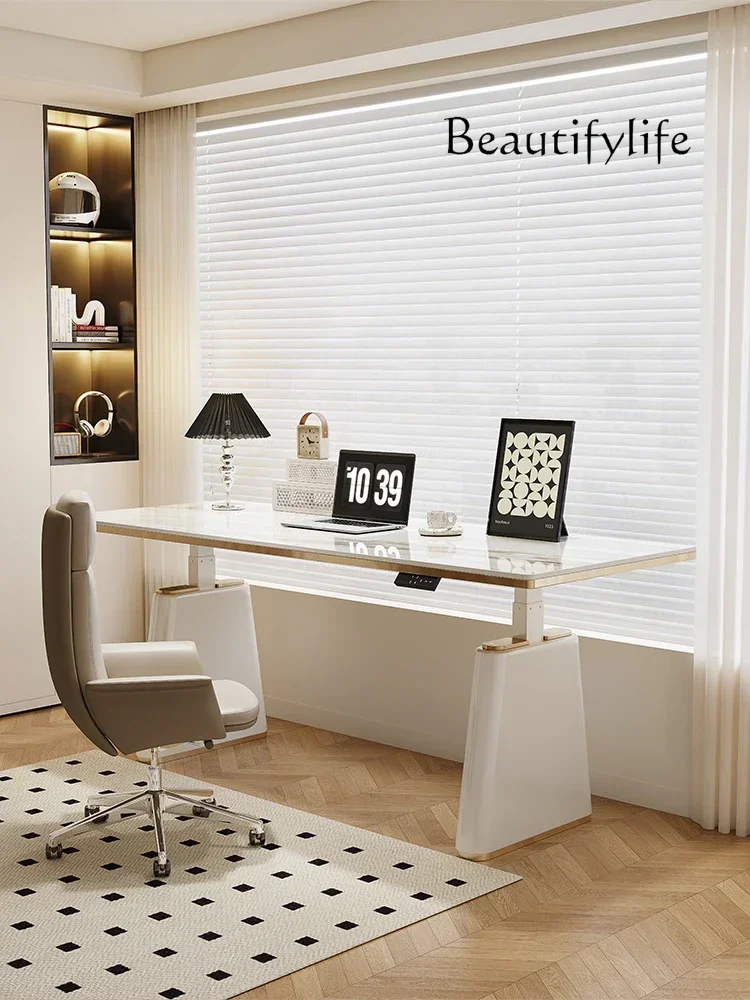 Slate electric liftable light luxury desk household high-end modern simple computer desk workbench
Slate electric liftable light luxury desk household high-end modern simple computer desk workbench