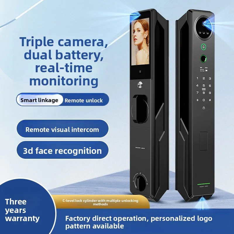 Dual camera dual battery indoor dual monitoring fingerprint smart password lock high-end smart lock anti-theft door lock
Dual camera dual battery indoor dual monitoring fingerprint smart password lock high-end smart lock anti-theft door lock